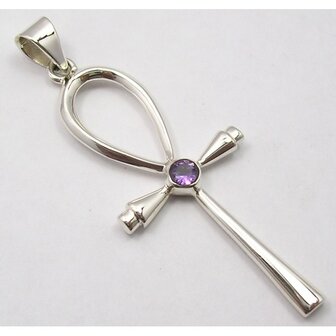 ankh hanger zilver met amethist