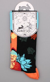 Boeddha met lotus sokken hop haas bamboe blauw