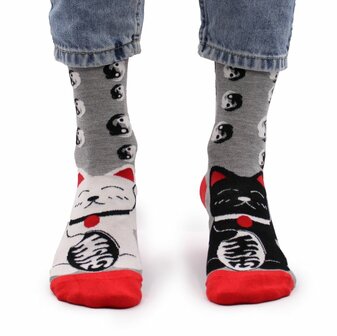Lucky Cat sokken hop haas bamboe yin yang