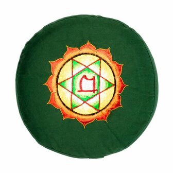 Meditatiekussen 4e chakra geborduurd groen