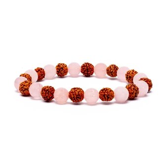 armband rozenkwarts rudraksha