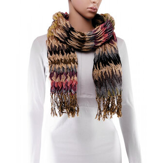 warme sjaal kleur paars met franjes