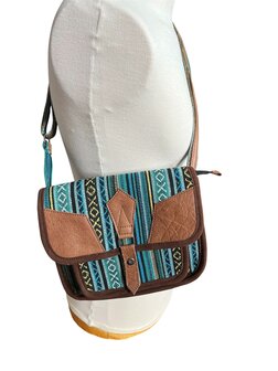 Urban leather schoudertas Nepal blauw