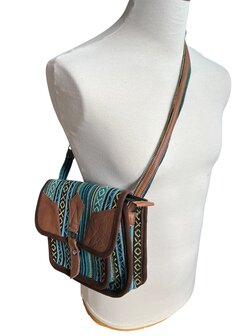 Urban leather schoudertas Nepal blauw