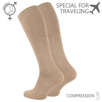 Compressie kniekousen - Steunkousen - Reiskousen - Beige