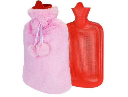 warmwaterkruik pluche roze - 1.7 liter