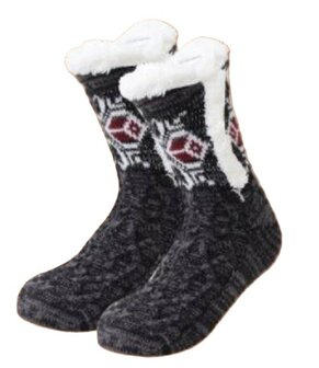 Fluffy huissokken antislip effen zwart