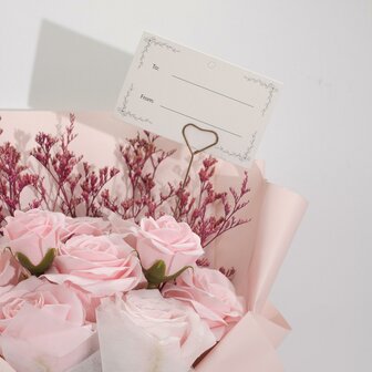 Zeepbloemen boeket roze rozen