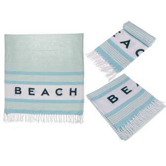Hamamdoek Blauw Wit beach