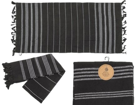 Hamamdoek zwart wit gestreept