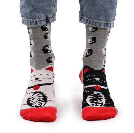 Lucky Cat sokken hop haas bamboe yin yang