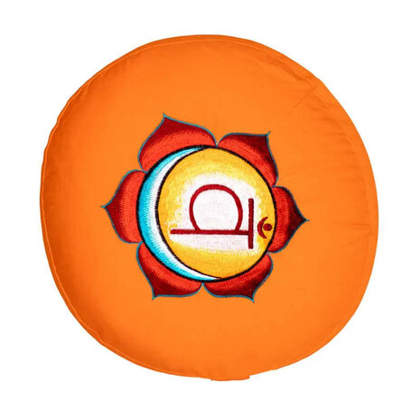 Meditatiekussen 2e chakra geborduurd oranje