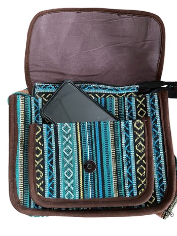 Urban leather schoudertas Nepal blauw