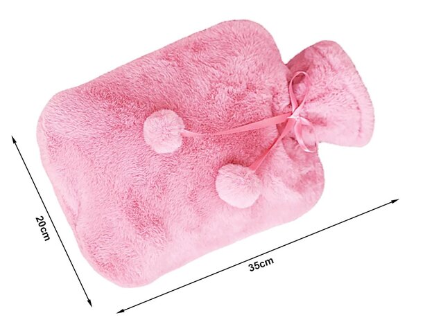 warmwaterkruik pluche roze - 1.7 liter