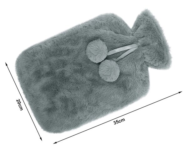 warmwaterkruik pluche grijs - 1.7 liter