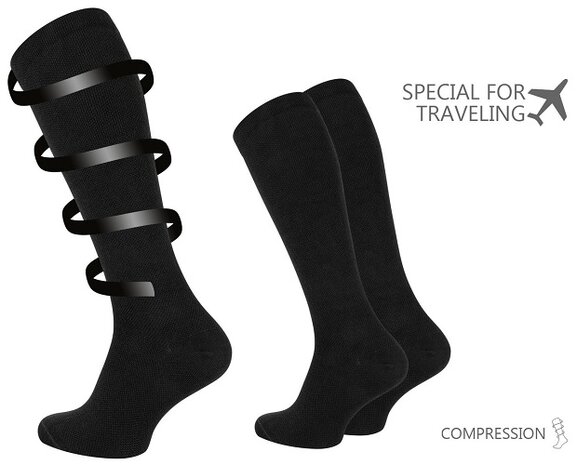 Compressie kniekousen - Steunkousen - Zwart