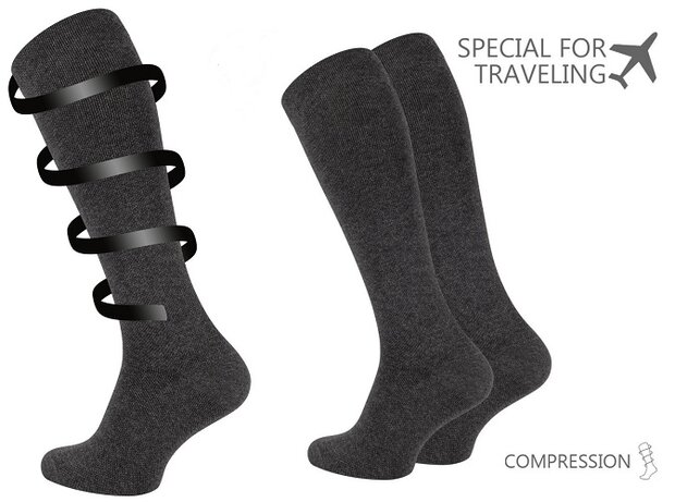 Compressie kniekousen - Steunkousen - Antraciet grijs