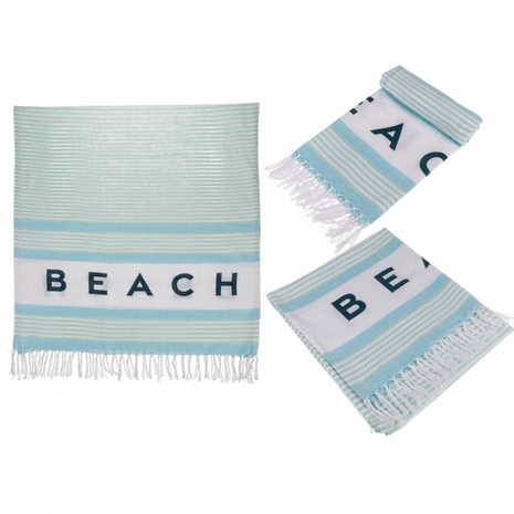 Hamamdoek Blauw Wit beach