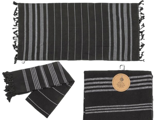 Hamamdoek zwart wit gestreept