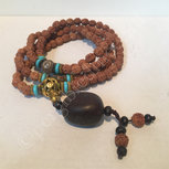 Mala 108 kralen rudraksha met dzi kraal elastisch Mala 108 kralen rudraksha met dzi kraal elastisch