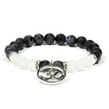 Armband labradoriet met witte agaat en ohm teken Armband labradoriet met witte agaat en ohm teken