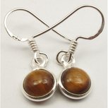 Oorbellen Tijgeroog edelsteen rond zilver Oorbellen Tijgeroog edelsteen rond zilver