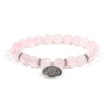 Mala armband rozenkwarts met lotus bedel elastisch Mala armband rozenkwarts met lotus bedel elastisch