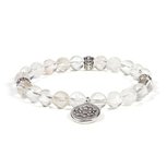 Mala armband bergkristal met lotus bedel elastisch Mala armband bergkristal met lotus bedel elastisch