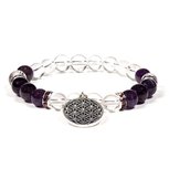 Armband Bergkristal met Amethist en levensbloem teken Armband Bergkristal met Amethist en levensbloem teken