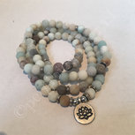 Mala 108 kralen amazoniet mat met lotusbloem 8mm Mala 108 kralen amazoniet mat met lotusbloem 8mm