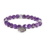 Mala armband amethist met lotus bedel elastisch Mala armband amethist met lotus bedel elastisch