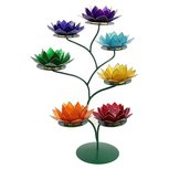 Lotus sfeerlicht standaard groen incl 7 chakra waxinehouders Lotus sfeerlicht standaard groen incl 7 chakra waxinehouders