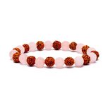 Armband Rozenkwarts met rudraksha zaad Armband Rozenkwarts met rudraksha zaad