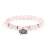 Mala armband rozenkwarts met lotus bedel elastisch Mala armband rozenkwarts met lotus bedel elastisch