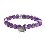 Mala armband amethist met lotus bedel elastisch Mala armband amethist met lotus bedel elastisch