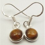 Oorbellen Tijgeroog edelsteen rond zilver Oorbellen Tijgeroog edelsteen rond zilver