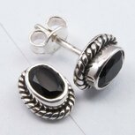 Oorstekers Onyx zilver facet geslepen Oorstekers Onyx zilver facet geslepen