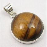 Hanger Tijgeroog edelsteen rond zilver Hanger Tijgeroog edelsteen rond zilver