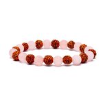 Armband Rozenkwarts met rudraksha zaad Armband Rozenkwarts met rudraksha zaad