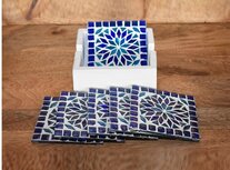 Mozaiek onderzetters kleur blauw Mozaiek onderzetters kleur blauw