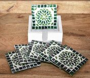 Mozaiek onderzetters kleur groen Mozaiek onderzetters kleur groen