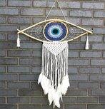 Macrame muurhanger bescherming blauw L Macrame muurhanger bescherming blauw L