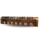 Wierookbrander kistje chakra symbolen hout Wierookbrander kistje chakra symbolen hout