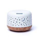 Aroma diffuser Nebula rond wit met houtmotief