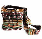 India schoudertas vrolijk chocolade bruin