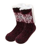 Fluffy huissokken antislip effen bordeaux