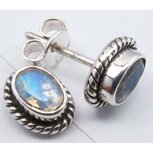 Maansteen oorstekers zilver facet geslepen