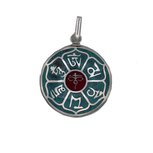 Hanger boeddha ogen met mantra turkoois met rood Hanger boeddha ogen met mantra turkoois met rood