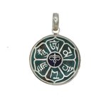 Hanger boeddha ogen met mantra turkoois met blauw Hanger boeddha ogen met mantra turkoois met blauw